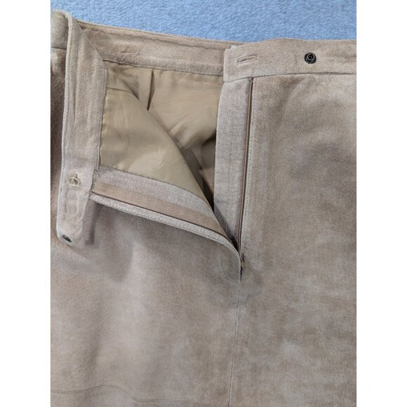 Bagatelle Leather Skirt Womens Size 14 Tan Suede Straight Zipper in the Front - Picture 10 of 13